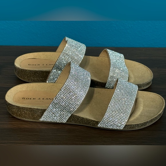 Rock & Candy Women's "Casha" Rhinestone Sparkle Double Band Slide Sandals 8.5 - Picture 7 of 7